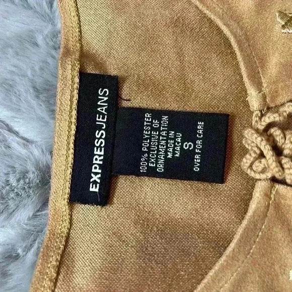 Vintage 90s Express Faux Suede Bell Sleeve Top – Whimsigoth / Boho / Y2K - Picture 7 of 8